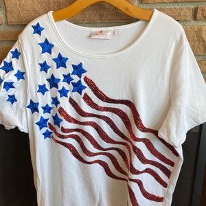Quacker Factory Sequence 4th of July T-Shirt